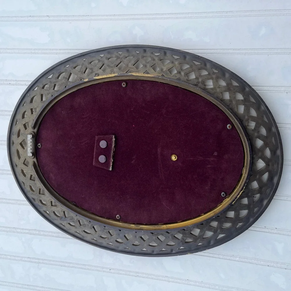 Vintage Style Antique Gold Oval Wall Mirror Ornate Lattice Braided Frame 16x13